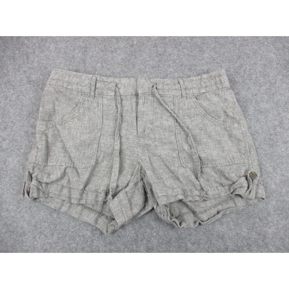 Banana Republic Shorts Womens 10 Gray Linen Blend Drawstring Breathable Pockets